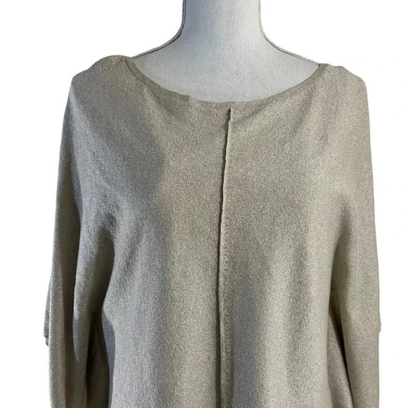 White House Black Market Blouse Metallic Gold Layered Asymmetrical Hem Batwing - Picture 4 of 8